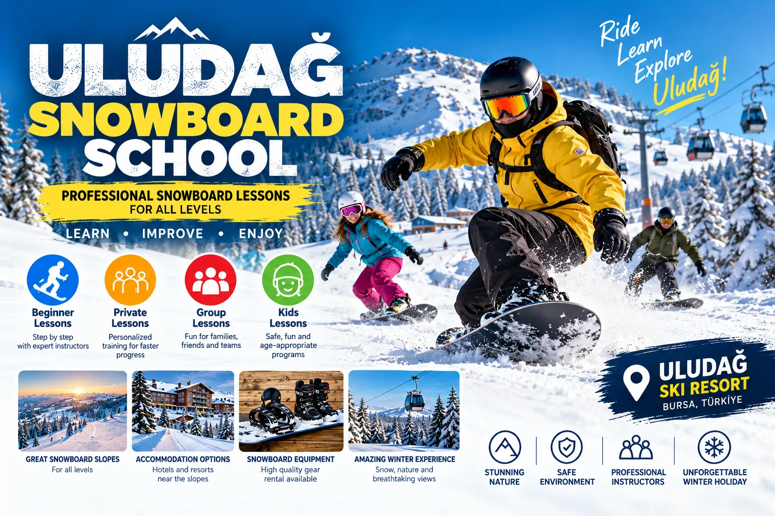 Uludağ Snowboard Kursu, Uludağ Snowboard Eğitimi, Uludağ Snowboard Dersi, Uludağ Özel Snow
