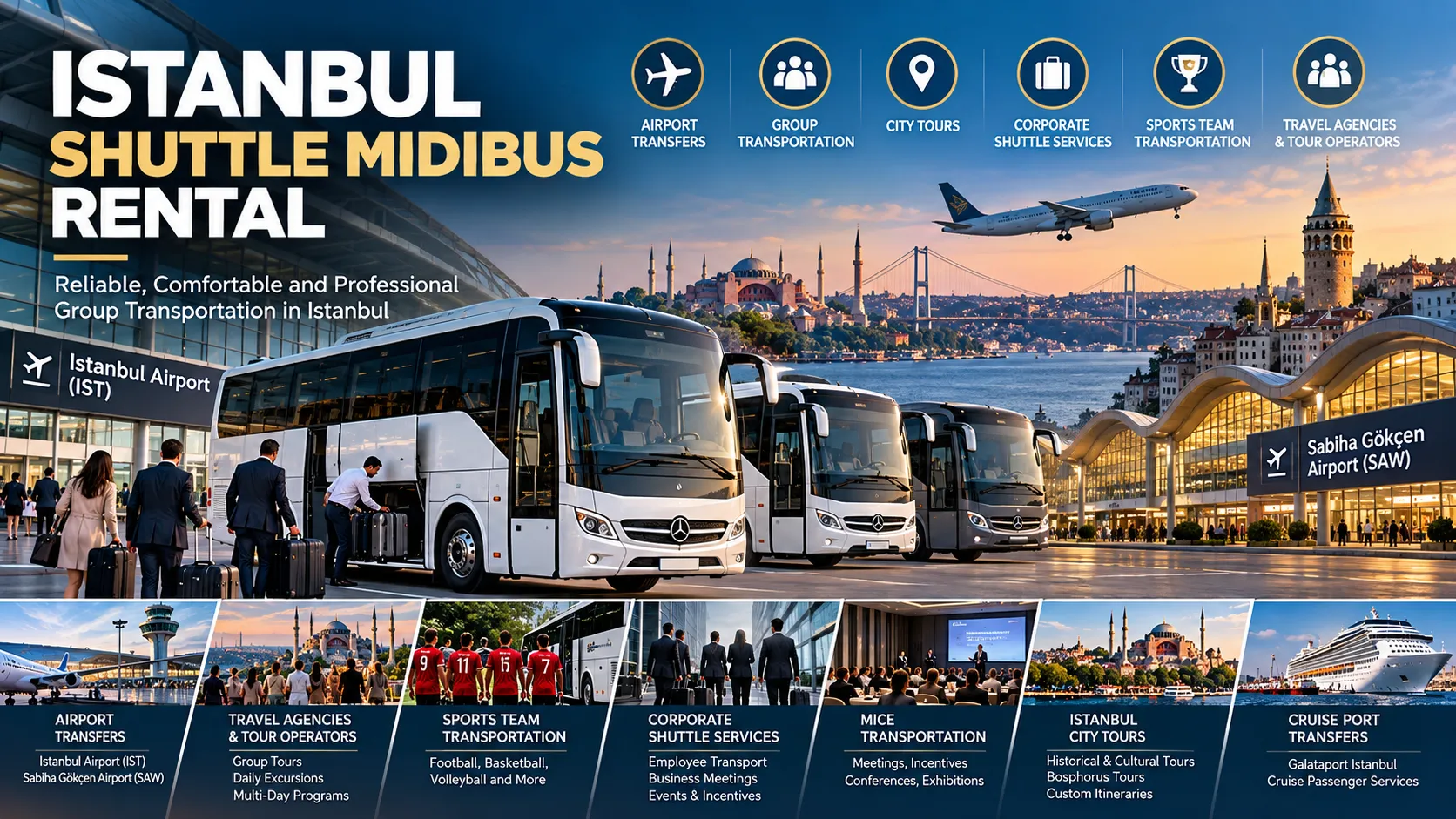 İstanbul Shuttle Midibüs Kiralama, Havalimanı Transferi, Turizm, Kurumsal Ulaşım, Grup Taş