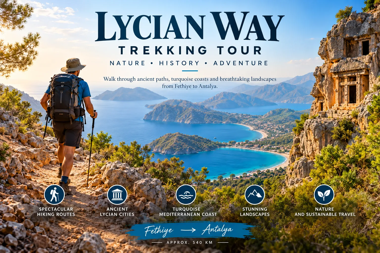 Likya Yolu Trekking Turu ile Fethiye, Ölüdeniz, Faralya, Kabak, Patara, Kaş, Kekova, Olymp
