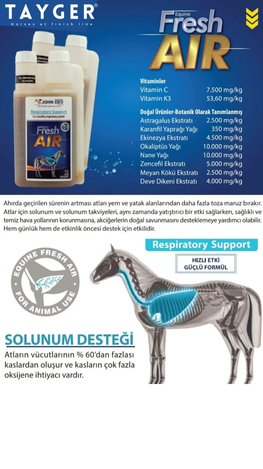 JOHNDEO Atlar İçin Solunum Desteği 1LT