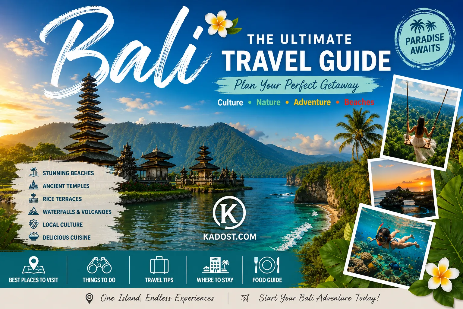 Bali, tropikal doğası, etkileyici kültürü, tarihi tapınakları ve dünyaca ünlü plajlarıyla 